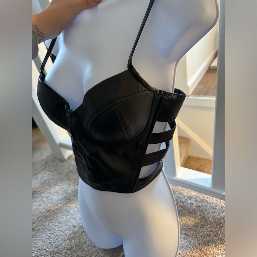 Faux leather Sexy Night-out Top Small